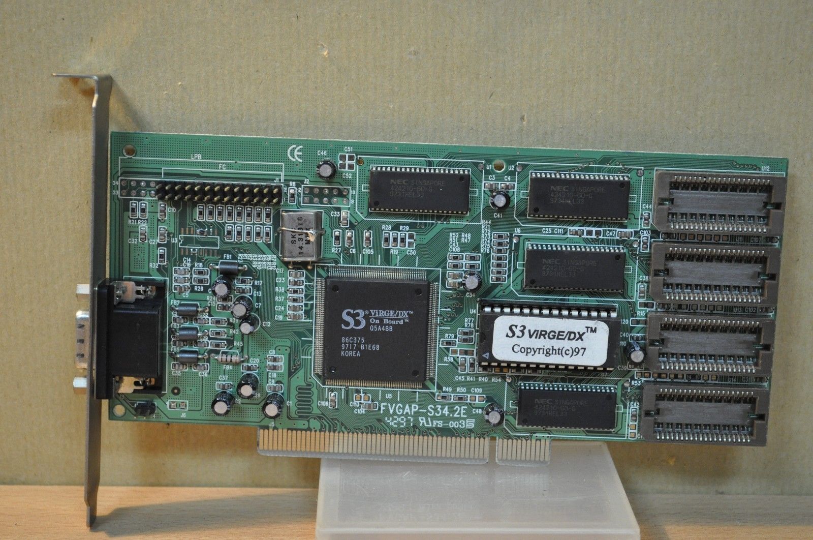 S3 VIRGE/DX Q5A4BB 86C375 9717 BIE68 FVGAP-S34.2E 2MB PCI VIDEO 
